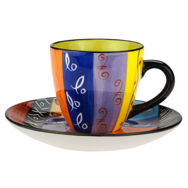 Kaffeetasse Abeni MULTICOLOURED, Ober-& Untertasse Kapula / CONTIGO Fairtrade Onlineshop