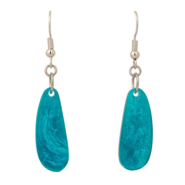 Ohrringe länglich petrol blau, Capiz / CONTIGO Fairtrade Onlineshop