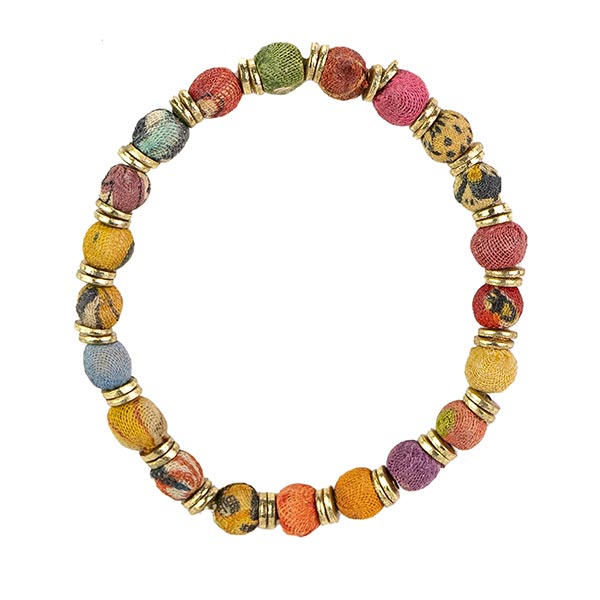 Armband Kantha UNITY bunt, Textil mit Messing