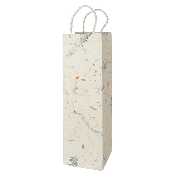 Geschenktüte Flasche FARN natural, Loktapapier handgeschöpft