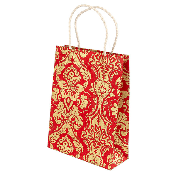 Geschenktüte S BAROCK, rot-gold, Loktapapier / CONTIGO Fairtrade Onlineshop
