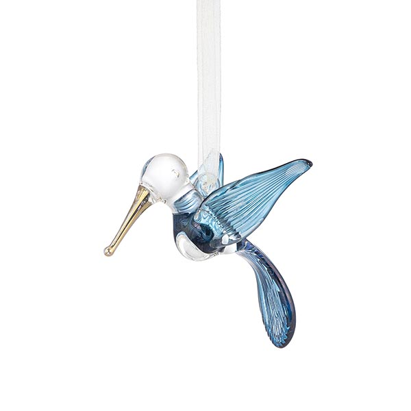 Glasdekoration Kolibri AZAFIR 7cm, saphirblau