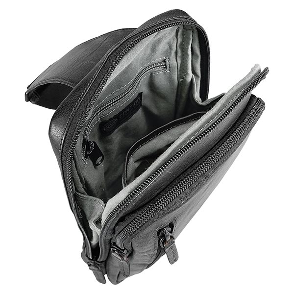 Crossbody Bag SPORTY schwarz, Ziegenleder / CONTIGO Fairtrade Onlineshop