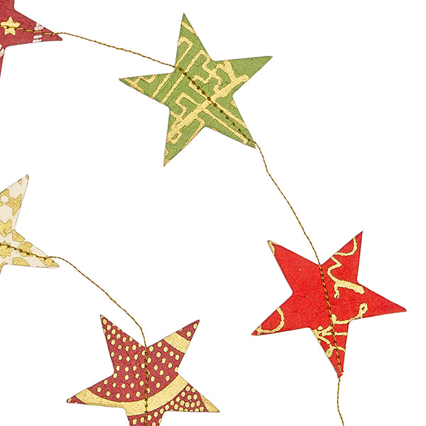 Girlande XMAS STARS bunt, 180cm, Loktapapier / CONTIGO Fairtrade Onlineshop