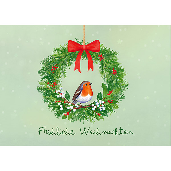 Grußkarte M Kranz mit Rotkehlchen / CONTIGO Fairtrade Onlineshop