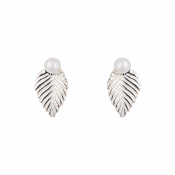 Ohrstecker Leaf Pearl, Silber