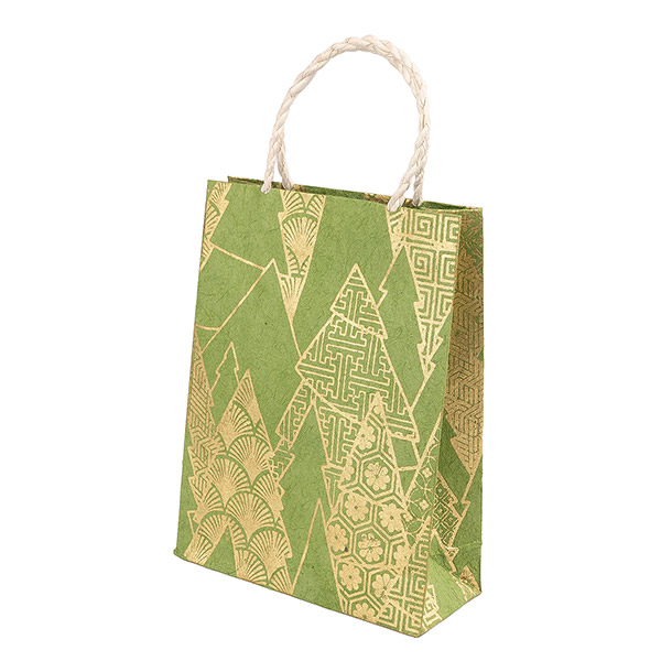 Geschenktüte S WEIHNACHTSWALD, grün-gold, Loktapapier / CONTIGO Fairtrade Onlineshop