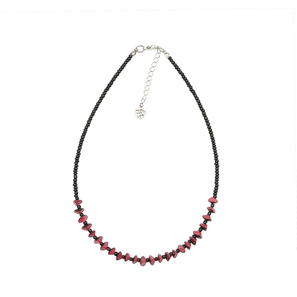 Halskette Buri Bits, rot, Palmnuss
