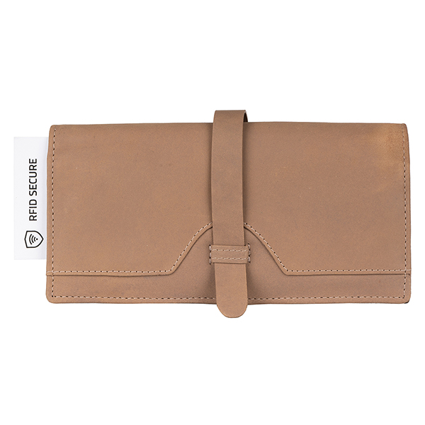 Brieftasche SUNITA 19,5x10cm taupe, RIFD Secure, Leder