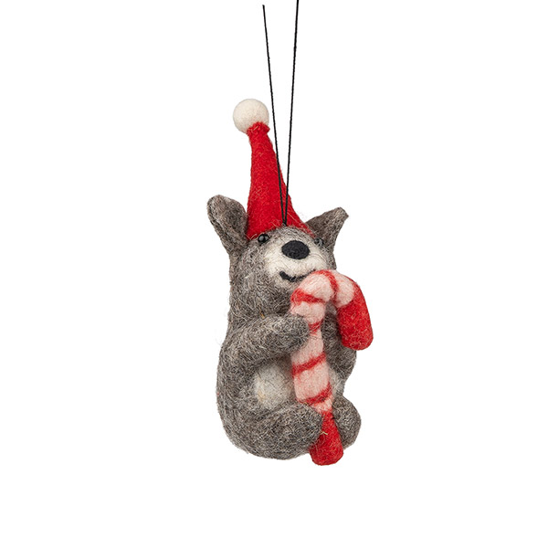 Dekoanhänger HAMSTER MIT ZUCKERSTANGE, Wollfilz