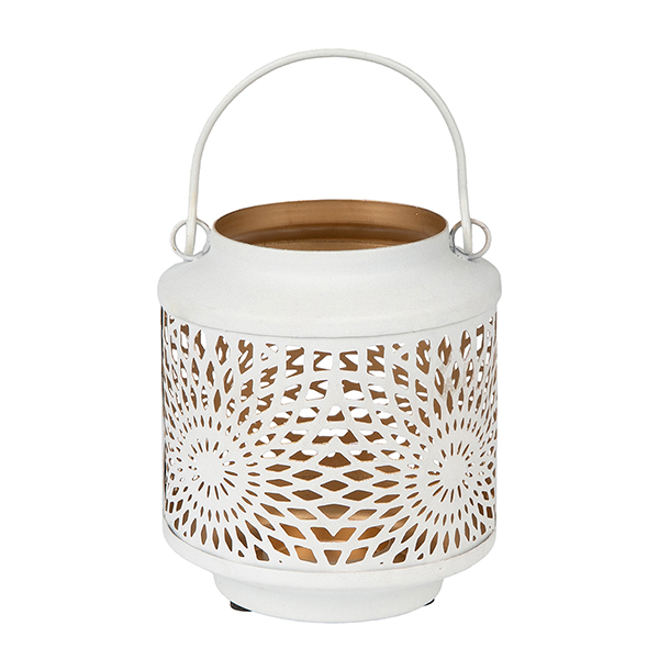 Laterne 10x11,5 cm SUNDOWN weiß-gold, Eisenblech