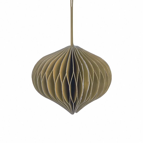 Papierdeko Origami 6,5cm ONION piniengrün, Goldrand / CONTIGO Fairtrade Onlineshop