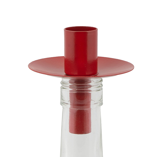 Kerzenhalter für Weinflaschen, BOTTLENECK, rot, Eisenblech