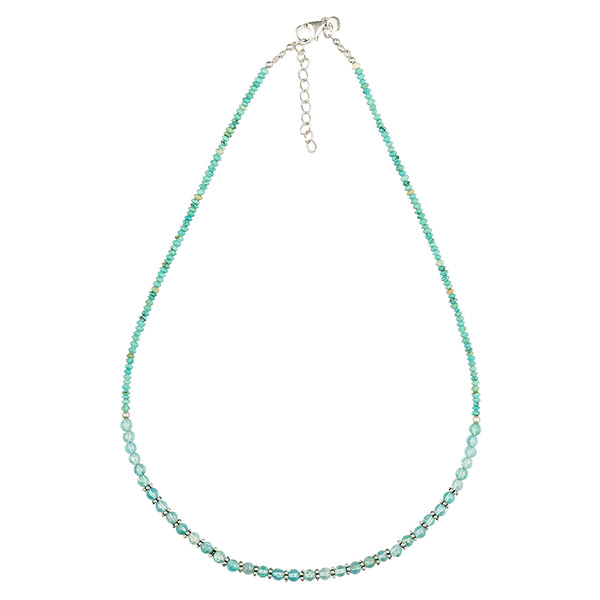 Halskette LICHTBLAU mit Türkis- und Glasperlchen, Silber / CONTIGO Fairtrade Onlineshop