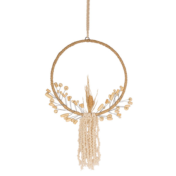Perlendekoration KRANZ 20cm BOHO natur / CONTIGO Fairtrade Onlineshop