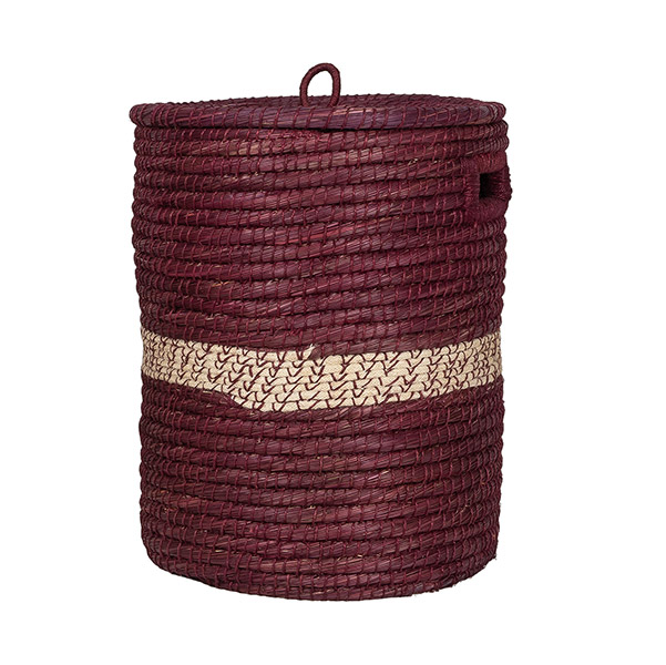Wäschekorb 50cm BORDEAUX flacher Deckel, Gras, Jute / CONTIGO Fairtrade Onlineshop