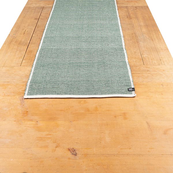 Tischläufer 40x150 cm, celadon-ecru handgewebt, Baumwolle