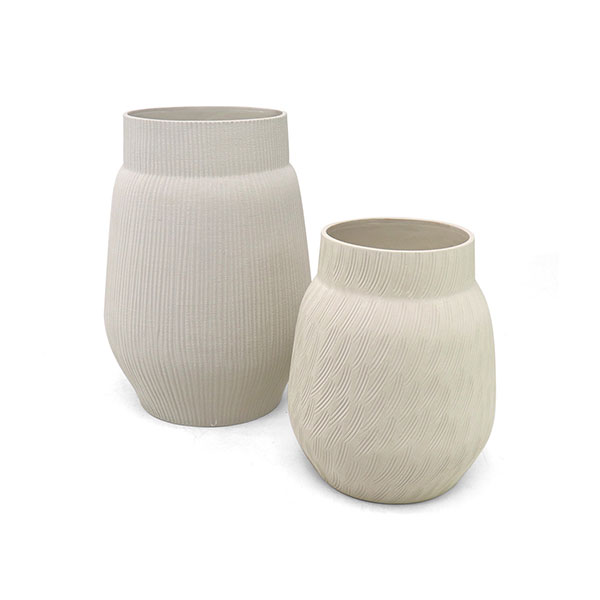 Vase OVO S, 19x24 cm, weiß gebürstet, Keramik, handgemacht / CONTIGO Fairtrade Onlineshop