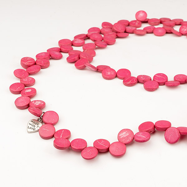Halskette Puntos 100cm, rosa-pink, Kokosnuss / CONTIGO Fairtrade Onlineshop