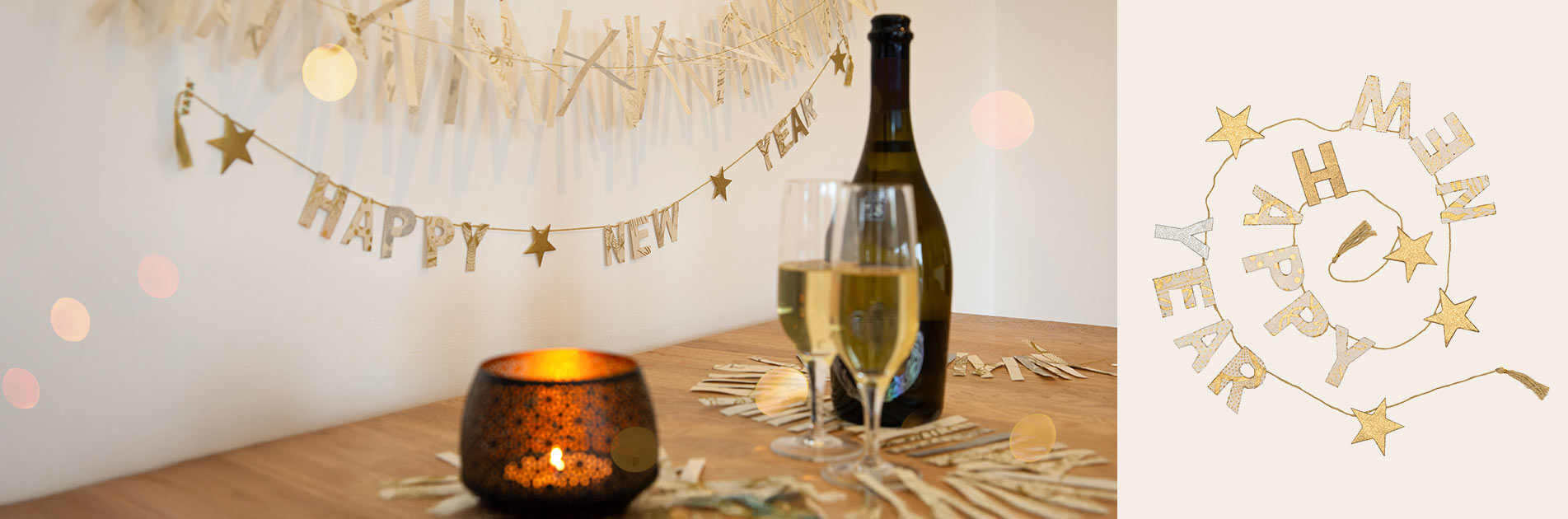 Handgefertigte Silvesterdekoration und Girlanden aus Fairem Handel von CONTIGO Fairtrade Onlineshop