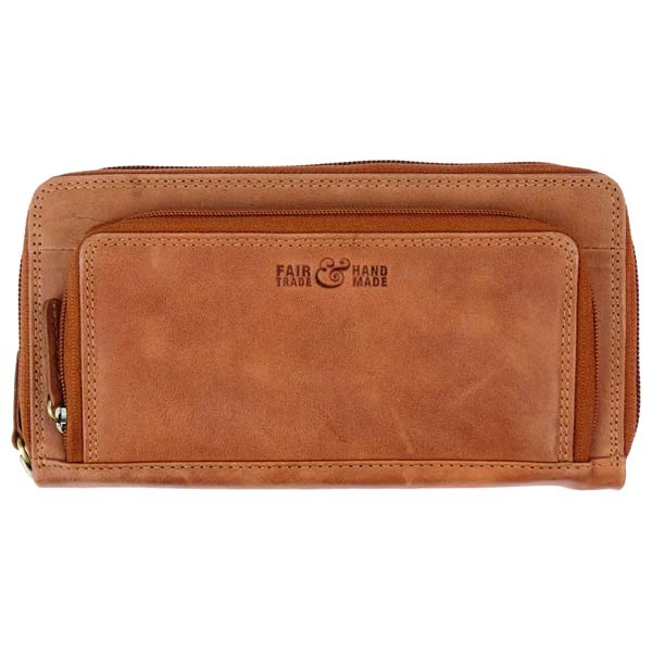 Brieftasche DIVA 19x10cm Vintage braun, Rindsleder