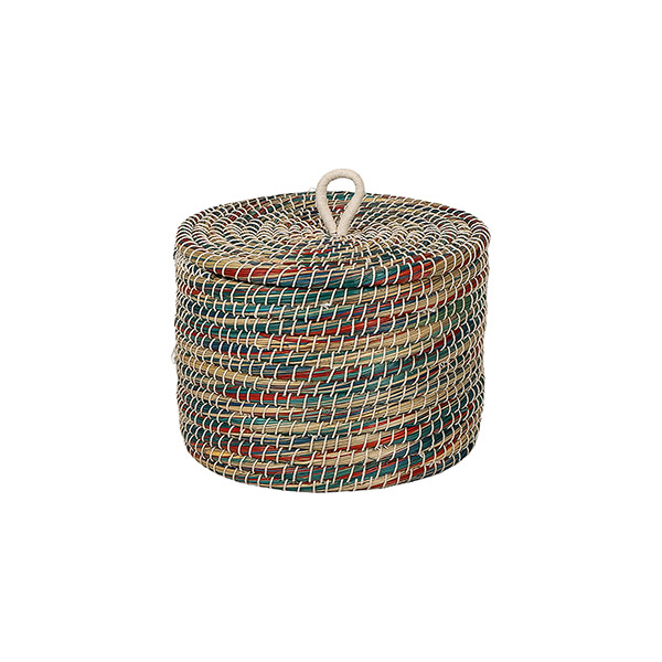 Aufbewahrungskorb 30x20cm MELANGE flacher Deckel, Gras, Jute / CONTIGO Fairtrade Onlineshop