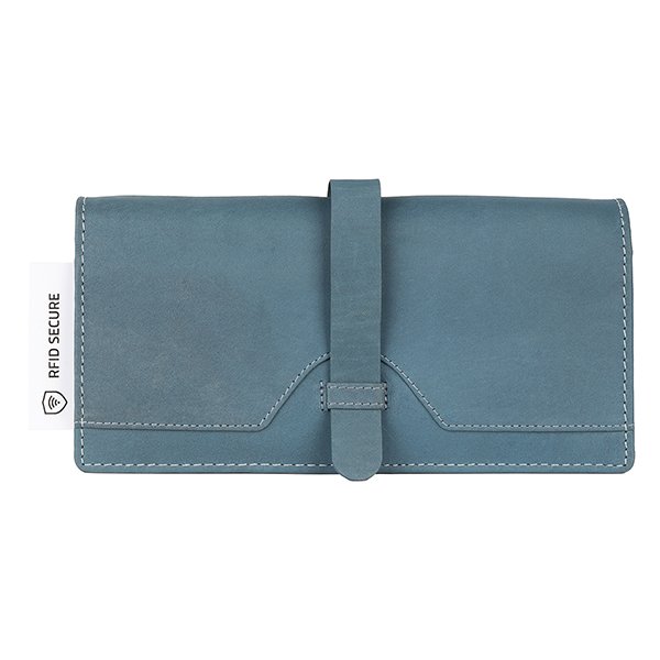 Brieftasche SUNITA 19,5x10cm rauchblau, RIFD Secure, Leder