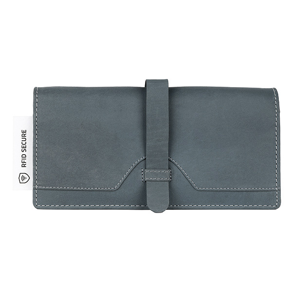 Brieftasche SUNITA 19,5x10cm rauchblau, RIFD Secure, Leder