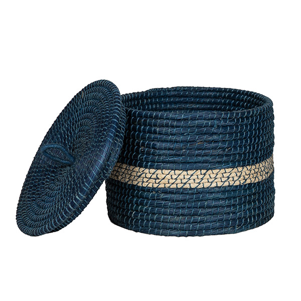 Aufbewahrungskorb 35x25cm AZUL mit Deckel, Gras, Jute / CONTIGO Fairtrade Onlineshop