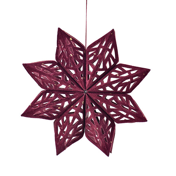 Samtstern mit goldenen Punkten, 15 cm, beere, Papier beflockt