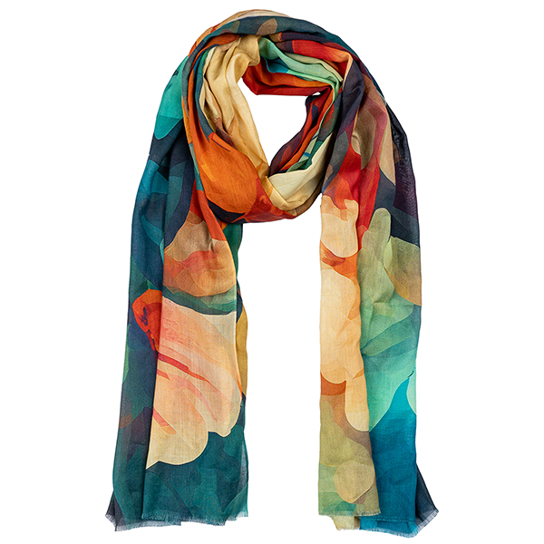 Schal 200x70, FLOWER BOUQUET pastell, Modal-Baumwolle