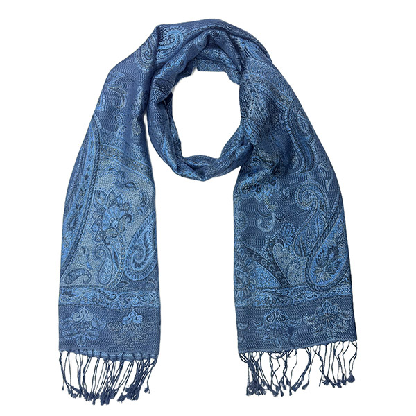 Schal PAISLEY, dunkelblau-hellblau-grau-mix, 190x54cm, Seide / CONTIGO Fairtrade Onlineshop