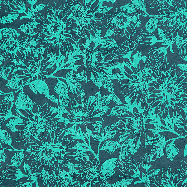 LOKTA Papierbogen, handgemacht, WILDBLUMEN petrol-grün / CONTIGO Fairtrade Onlineshop