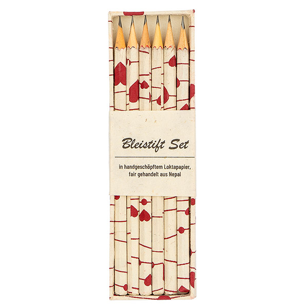Stifte 6er-Set Box, HERZCHEN beere, Loktapapier / CONTIGO Fairtrade Onlineshop