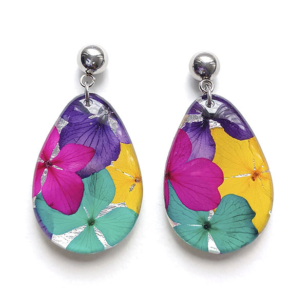 Ohrringe Drop BLÜTEN multicolour, Edelstahl