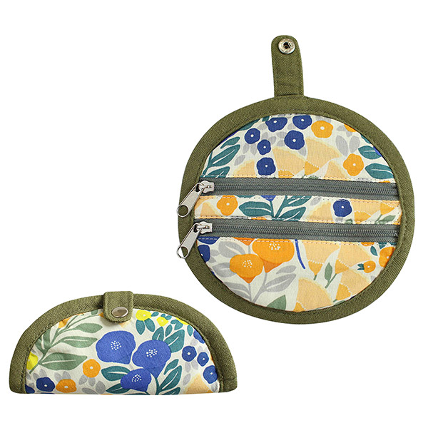 Faltetui rund LILY, grün-gelb-blau, Baumwolle / CONTIGO Fairtrade Onlineshop
