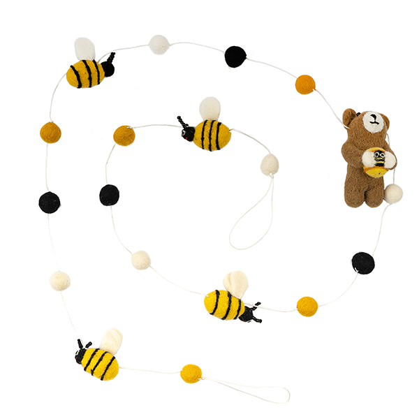 Filz Girlande HONEY bunt, 150cm, Wolle, handgefilzt