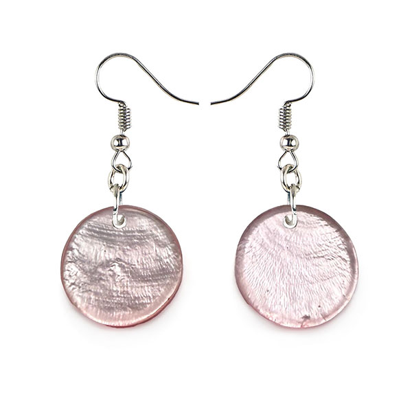 Ohrringe rund rosé, Capiz