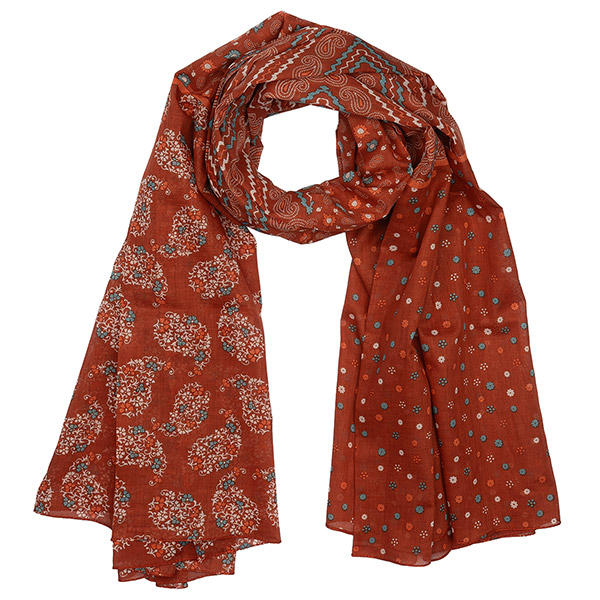 Schal RED PATCH, 200x100cm, 100 % Baumwolle (Bio), handgemacht