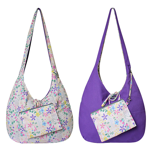 Wendetasche WILDFLOWER, pink-gelb-lila, bedruckte Baumwolle / CONTIGO Fairtrade Onlineshop