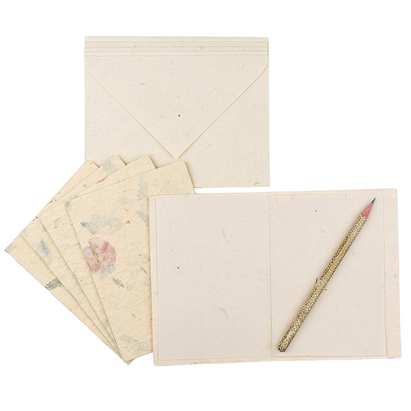 5 Karten mit Umschlag PINK FLOWERS natural, Loktapapier / CONTIGO Fairtrade Onlineshop