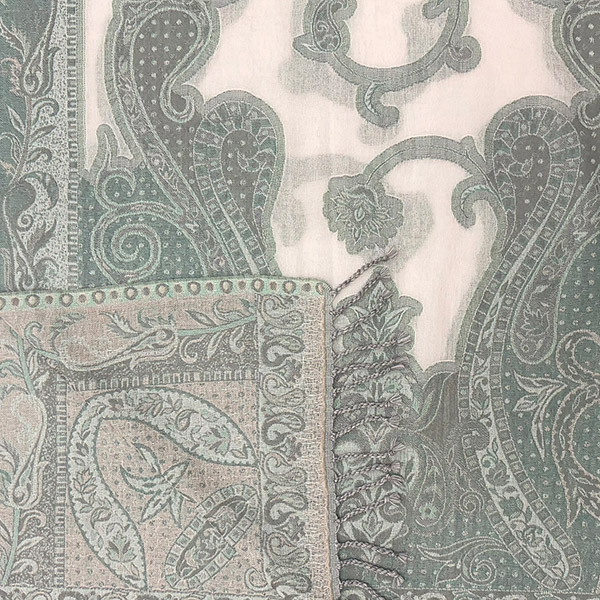 Wendestola LACE, celadon-taupe-weiß, 180x70cm Wolle / CONTIGO Fairtrade Onlineshop