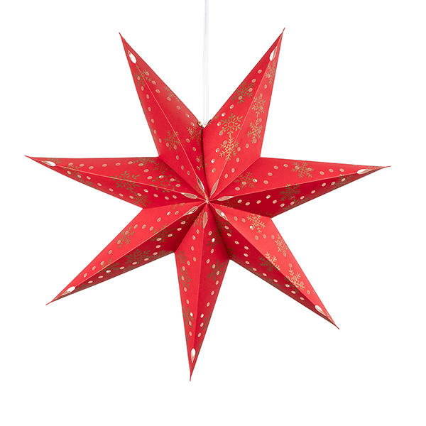 Sterndeko RED SNOWFLAKE 45cm, rot-gold, Papier, aufklappbar