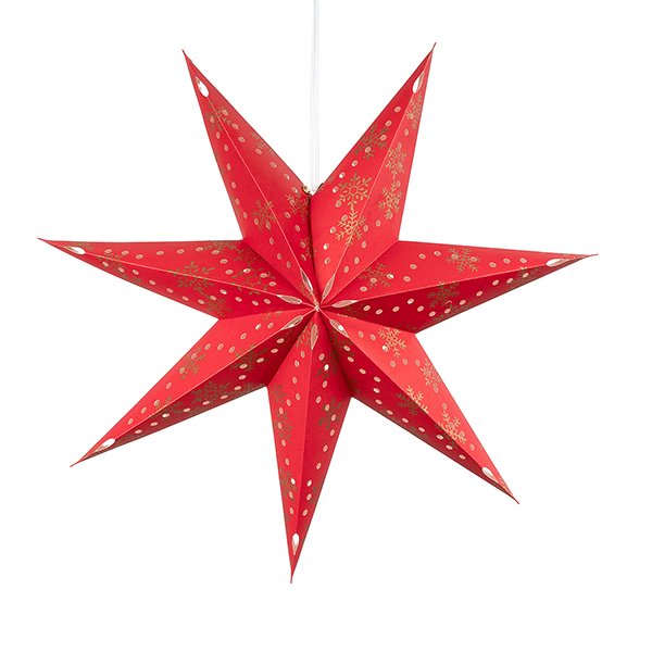 Sterndeko RED SNOWFLAKE 45cm, rot-gold, Papier, aufklappbar