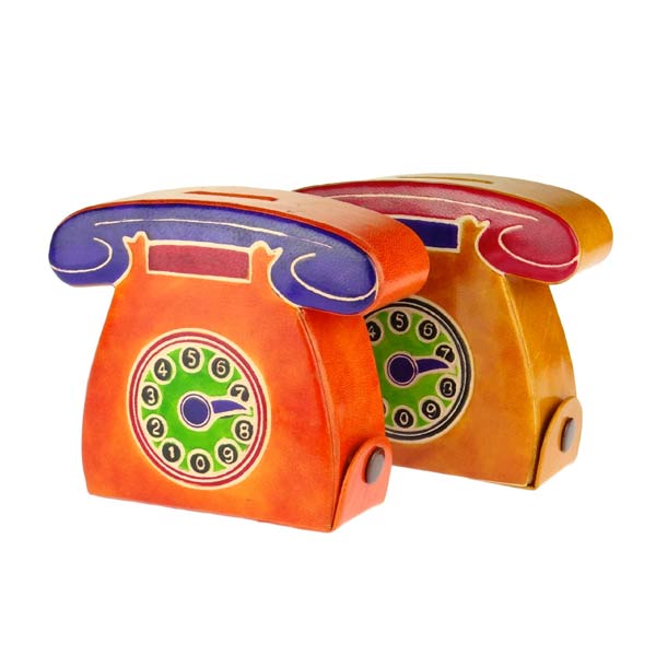 Spardose TELEFON, Ziegenleder