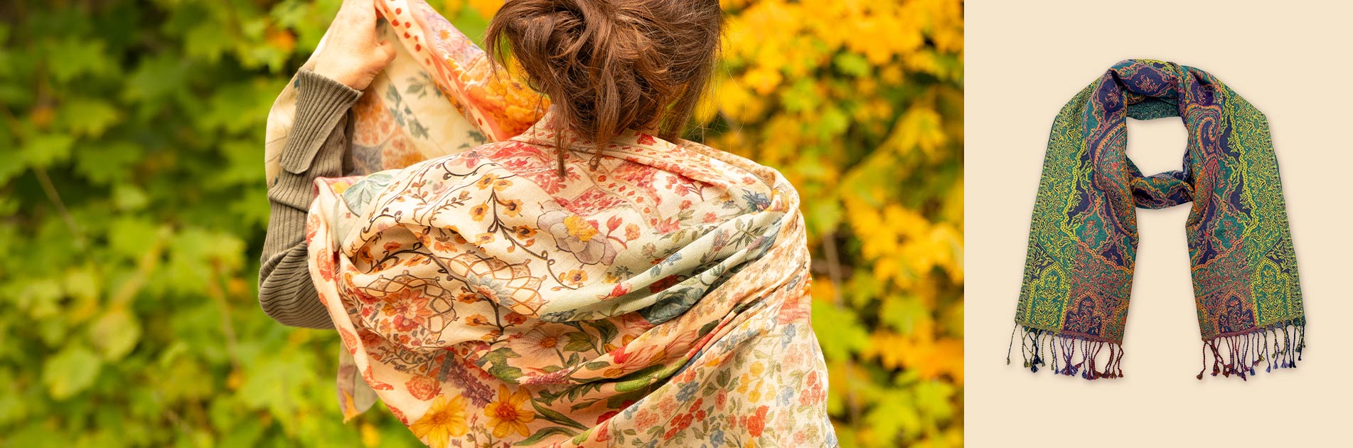 Fair Fashion Accessoires -  Paisley Wollschal von CONTIGO Fairtrade Onlineshop