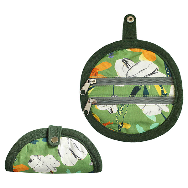 Faltetui rund BUTTERCUP. grün-gelb-dunkelgrün, Baumwolle / CONTIGO Fairtrade Onlineshop