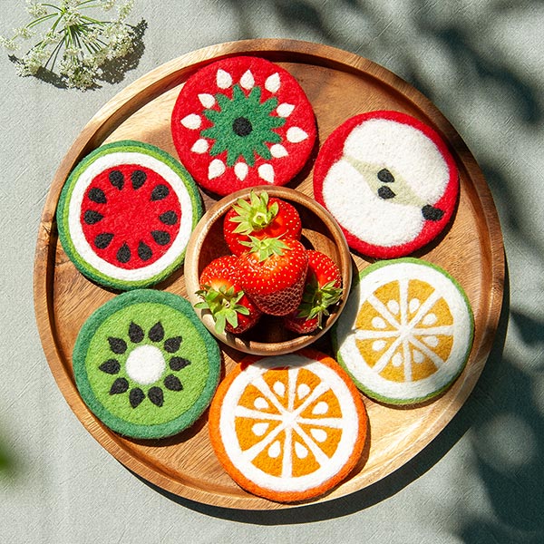 Glasuntersetzer MELONE, Wollfilz / CONTIGO Fairtrade Onlineshop