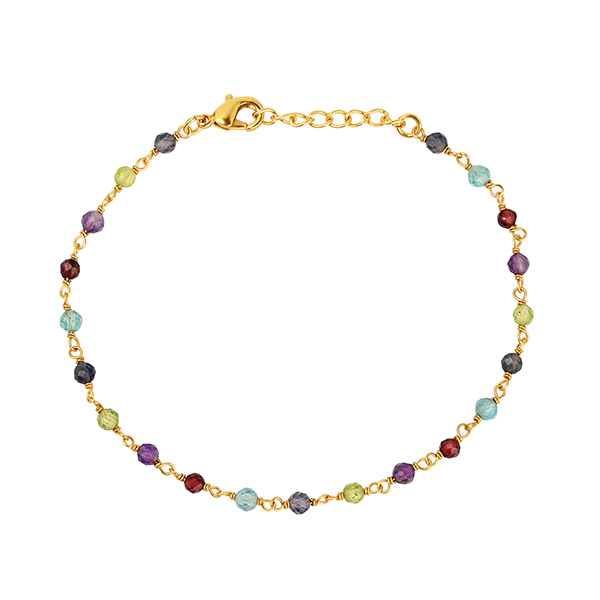 Armband, Steinchen bunt, 22K vergoldet / CONTIGO Fairtrade Onlineshop