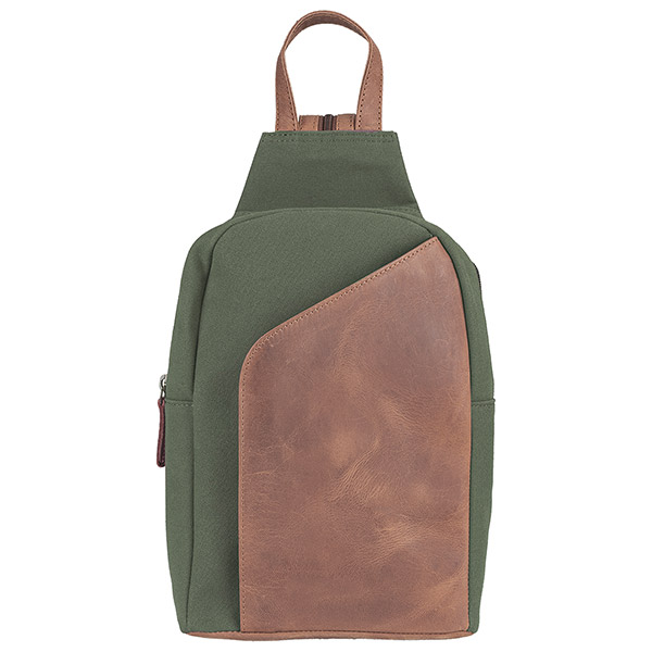 Crossbody Bag waldgrün, Leder mit Bio-Baumwollcanvas / CONTIGO Fairtrade Onlineshop